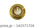 Cup of Coffee latte top view isolated on white with clipping path 142571726