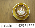 Cup of Coffee latte top view isolated on white with clipping path 142571727