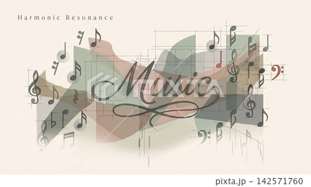 Musical notes arranged around the word music on a textured background Musical notes arranged around the word music on a textured background 142571760