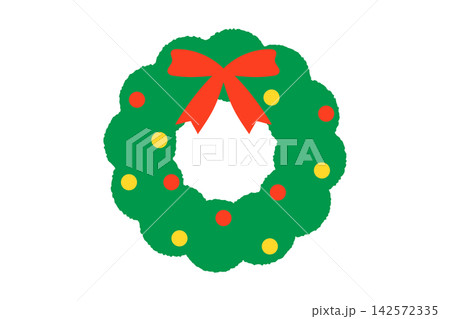 シンプルでかわいいクリスマスリースのベクターイラスト シンプルでかわいいクリスマスリースのベクターイラスト 142572335