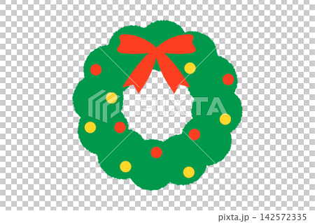 シンプルでかわいいクリスマスリースのベクターイラスト シンプルでかわいいクリスマスリースのベクターイラスト 142572335