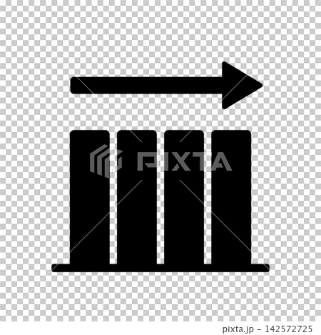 A horizontal bar graph with an arrow silhouette icon. A horizontal bar graph with an arrow silhouette icon. 142572725