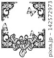 antique style flower garden black and white vector copy space frame design set 142572973