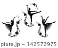 fairy tale ballerina girl wearing tutu standing among rose flowers black and white vector design 142572975
