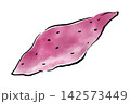 焼き芋・さつまいも　水彩　筆　手描き　素材イラスト 142573449