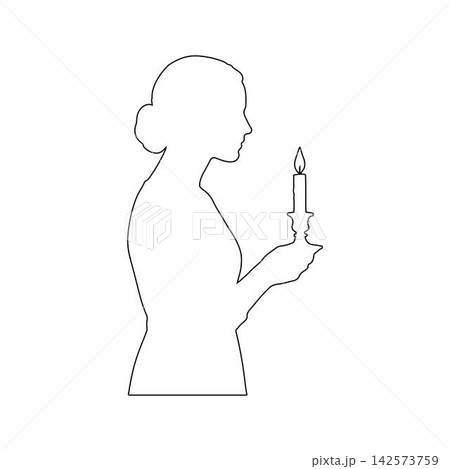 woman holding candle outline peaceful moment with light spiritual and calm atmosphere concept on white background woman holding candle outline peaceful moment with light spiritual and calm atmosphere concept on white background 142573759