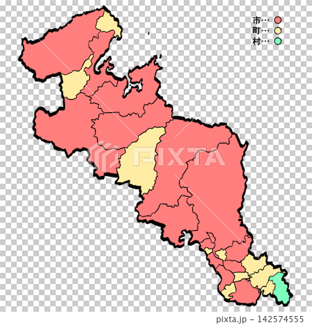 京都府地図 市町村カラー （筆タッチ） 和風 142574555