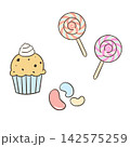 シンプルな手描きのお菓子 142575259