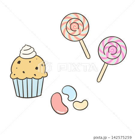 シンプルな手描きのお菓子 シンプルな手描きのお菓子 142575259
