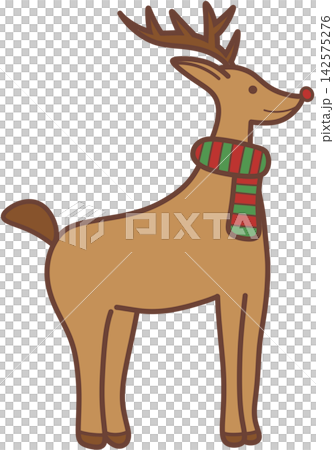 Cute Christmas reindeer wearing a striped scarf Cute Christmas reindeer wearing a striped scarf 142575276
