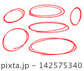 手書きの丸セット　赤 142575340