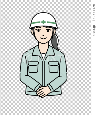 Illustration of a young female worker bowing with her hands clasped. Illustration of a young female worker bowing with her hands clasped. 142575426