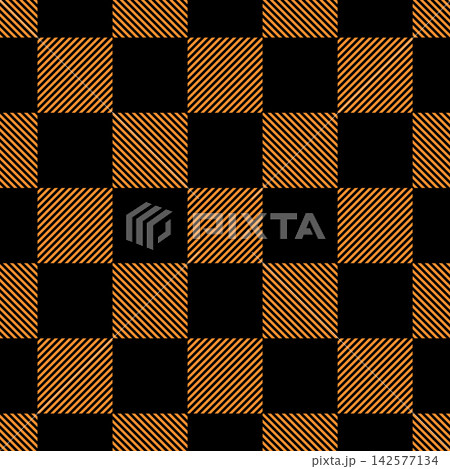 Orange and black buffalo plaid seamless pattern 142577134