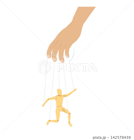 3D Isometric Flat Vector Illustration of Hands With Puppet Strings, External Manipulation. Item 1 142578439