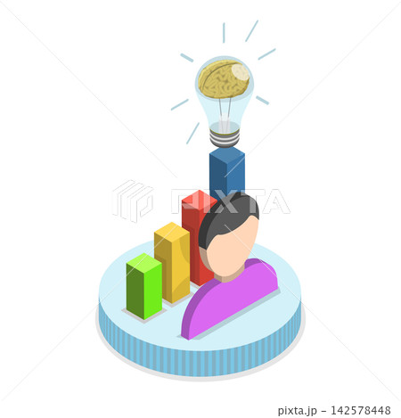3D Isometric Flat Vector Illustration of Reskill, Upskill And Skill, Continuous Learning And Growth. Item 1 142578448