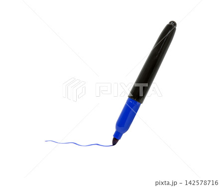 Felt Tip Pen. Marker pen. Felt-tip pen with painted blue line Felt Tip Pen. Marker pen. Felt-tip pen with painted blue line 142578716