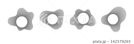 Sound wave circular pattern with radial burst lines and music frequency rings. Sound wave circular pattern with radial burst lines and music frequency rings. 142579265