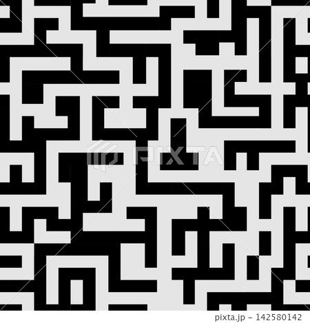 Black and white geometric maze striped pattern. Abstract seamless vector monochrome background for modern wallpaper, textile and contemporary decor Black and white geometric maze striped pattern. Abstract seamless vector monochrome background for modern wallpaper, textile and contemporary decor 142580142