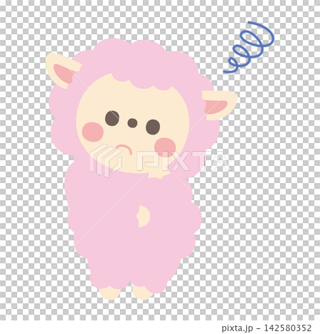 可愛的綿羊角色插畫素材 142580352