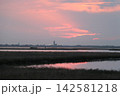 Venetian Lagoon sunset with pink clouds and water reflection Venetian Lagoon sunset with pink clouds and water reflection 142581218
