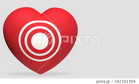 Red Heart with White Bullseye Symbol for Love and Relationship Goals 3d render. Red Heart with White Bullseye Symbol for Love and Relationship Goals 3d render. 142581304