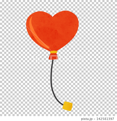 Red heart-shaped balloon, watercolor-style hand-drawn illustration Red heart-shaped balloon, watercolor-style hand-drawn illustration 142581397