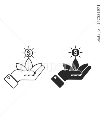 Hand Holding Growing Plant with Dollar Coin Icon for Financial Growth 142581971