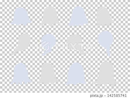 一組可愛又奇特的手繪幽靈圖案（藍色和灰色） 142585741