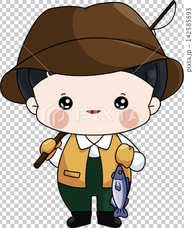 A fisherman holding a fish A fisherman holding a fish 142585893