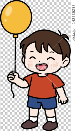 一個男孩用氣球 一個男孩用氣球 142586258