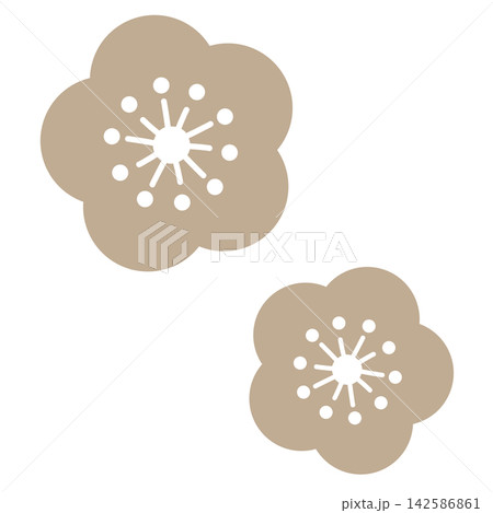 薄い茶色のシンプルな二輪の花のイラスト 薄い茶色のシンプルな二輪の花のイラスト 142586861