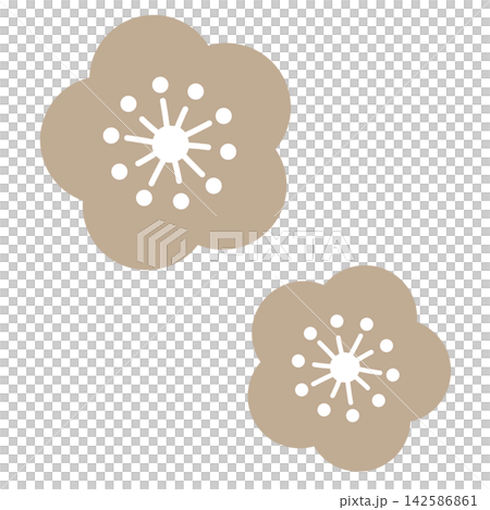 薄い茶色のシンプルな二輪の花のイラスト 薄い茶色のシンプルな二輪の花のイラスト 142586861
