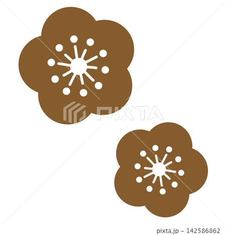 茶色のシンプルな二輪の花のイラスト 茶色のシンプルな二輪の花のイラスト 142586862