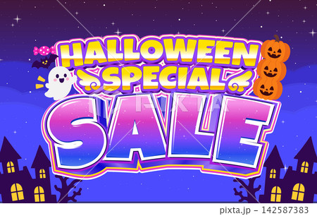 販売促進やレクリエーションなどのイベントで使用出来るタイトルロゴ素材　HALLOWEEN SALE 142587383