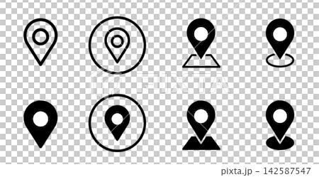 一套用於地圖的圖釘圖示。 一套用於地圖的圖釘圖示。 142587547