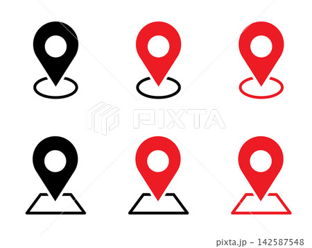 地図のマップピンのアイコンのセット 142587548
