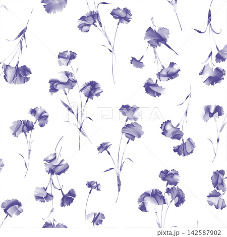 水彩画技法で描いた抽象的な花の柄 水彩画技法で描いた抽象的な花の柄 142587902