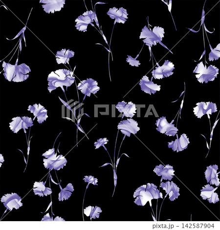 水彩画技法で描いた抽象的な花の柄 水彩画技法で描いた抽象的な花の柄 142587904