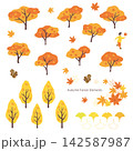 秋の森を彩る紅葉とイチョウ素材 142587987