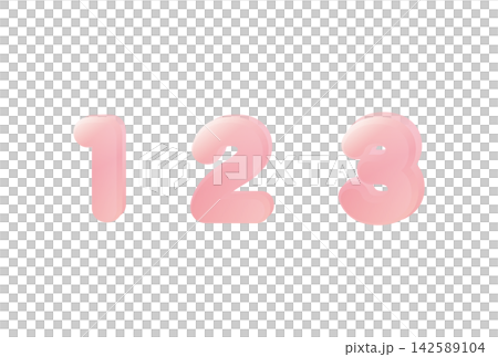 A set of plump, three-dimensional-looking 3D-style pink numbers (1, 2, 3). A set of plump, three-dimensional-looking 3D-style pink numbers (1, 2, 3). 142589104