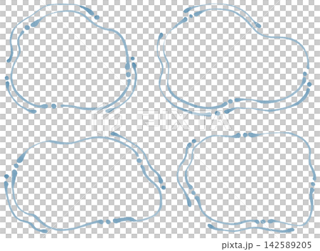 A set of blue, heavily blurred, dashed line fluid shape frames. 142589205