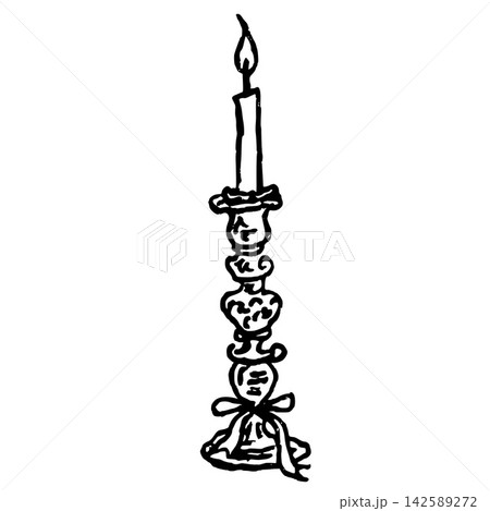Hand Drawn Tall Candlestick Vector Illustration 142589272