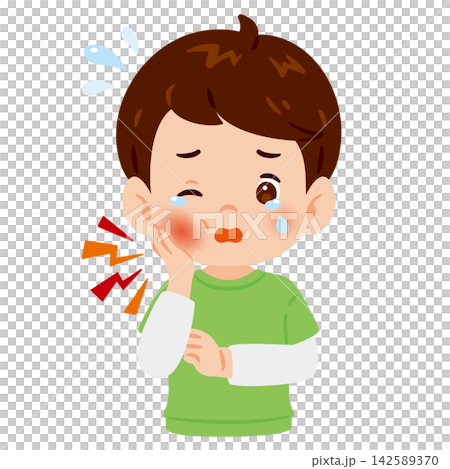 一幅男孩哭泣時上半身的插圖,他的臉頰腫脹。 一幅男孩哭泣時上半身的插圖,他的臉頰腫脹。 142589370