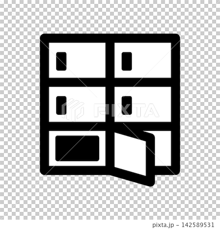 A simple delivery locker icon with an open door. A simple delivery locker icon with an open door. 142589531