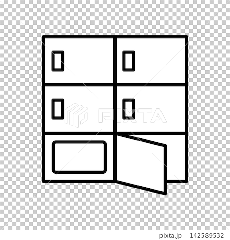 A simple delivery locker icon with an open door. A simple delivery locker icon with an open door. 142589532