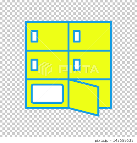 A simple delivery locker icon with an open door. A simple delivery locker icon with an open door. 142589535