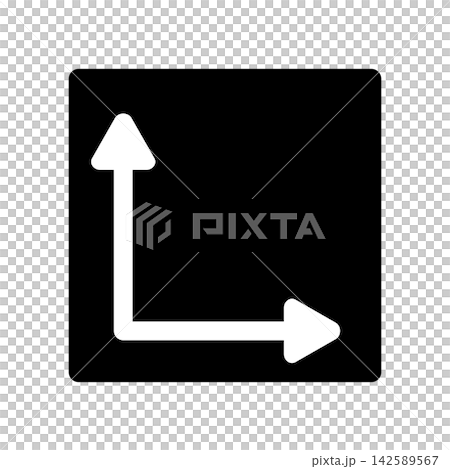 An icon showing size and dimensions, with vertical and horizontal arrows placed inside a square. An icon showing size and dimensions, with vertical and horizontal arrows placed inside a square. 142589567