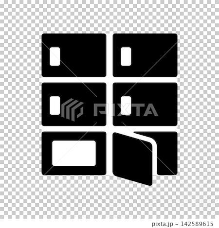 A simple delivery locker icon with an open door. A simple delivery locker icon with an open door. 142589615
