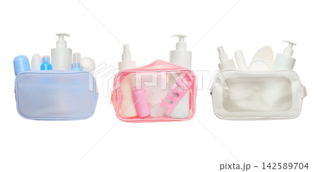 Cosmetic bags. Colorful cosmetic bags display an array of beauty products for organization. PNG Cosmetic bags. Colorful cosmetic bags display an array of beauty products for organization. PNG 142589704