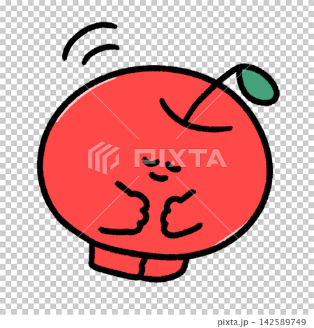 A cute and relaxed apple character illustration bowing. A cute and relaxed apple character illustration bowing. 142589749